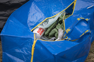 Reusable bag filled with litter